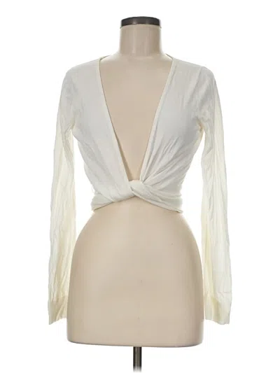 Pre-owned Express Design Studio Long Sleeve Top Ivory Plunge Neckline Tops