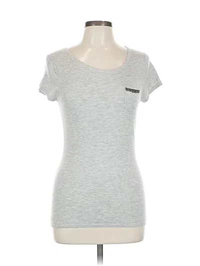 Pre-owned Express Design Studio Short Sleeve Top Gray Scoop Neck Tops
