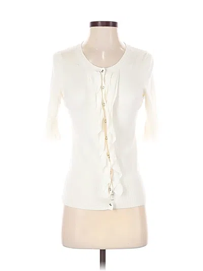 Pre-owned Express Design Studio Short Sleeve Top Ivory Sweetheart Neckline Tops In White
