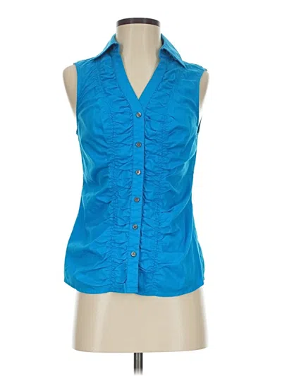 Pre-owned Express Design Studio Sleeveless Button Down Shirt In Blue