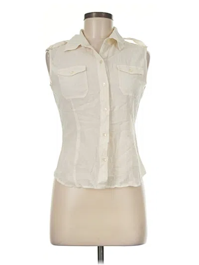Pre-owned Express Design Studio Sleeveless Button Down Shirt In Ivory
