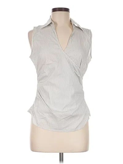 Pre-owned Express Design Studio Sleeveless Button Down Shirt In Silver