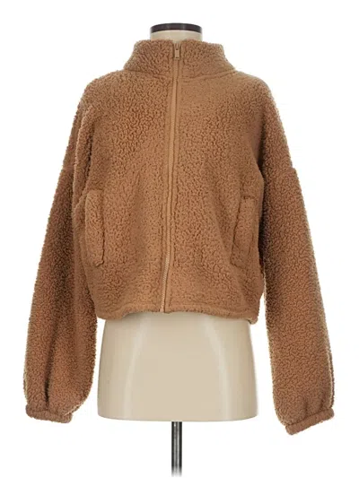 Pre-owned Express Faux Fur Jacket In Brown