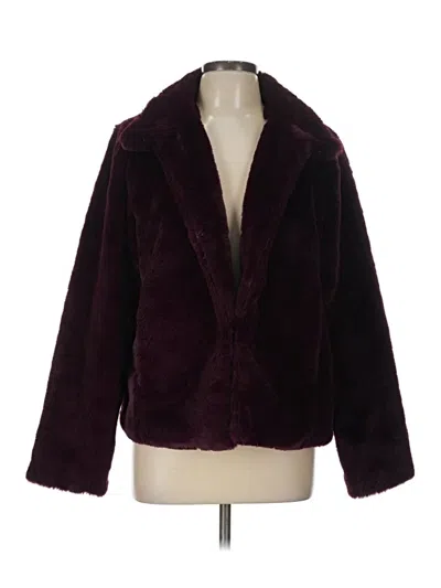 Pre-owned Express Faux Fur Jacket In Burgundy