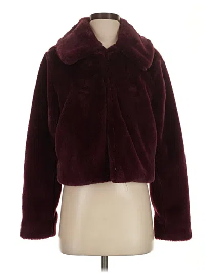 Pre-owned Express Faux Fur Jacket In Burgundy