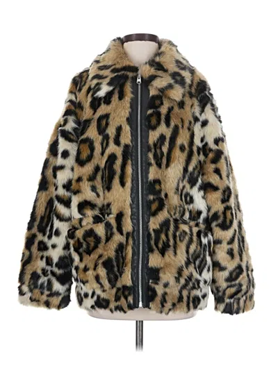Pre-owned Express Faux Fur Jacket In Gold