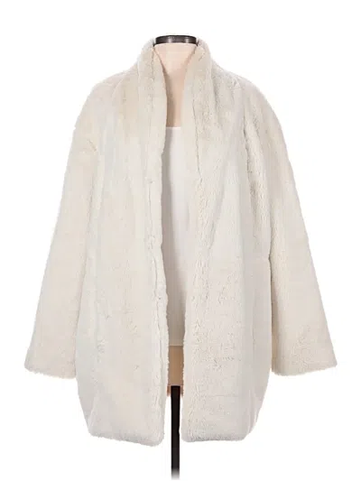 Pre-owned Express Faux Fur Jacket In Ivory