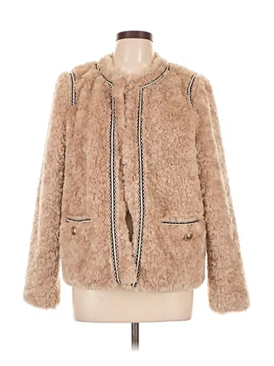 Pre-owned Express Faux Fur Jacket In Tan