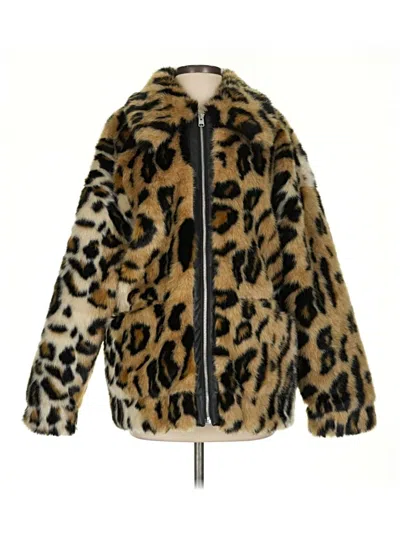 Pre-owned Express Faux Fur Jacket In Tan