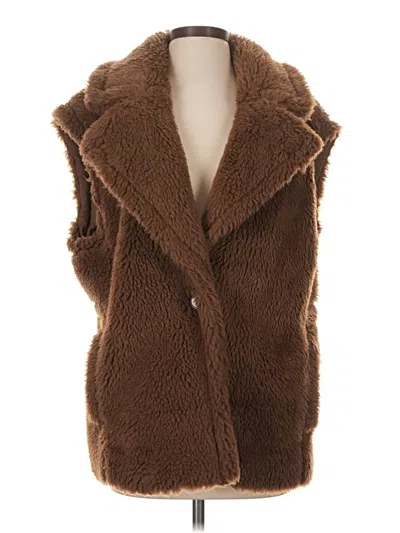 Pre-owned Express Faux Fur Vest In Brown