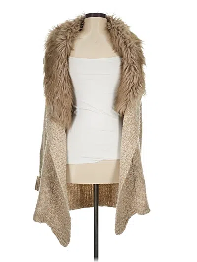 Pre-owned Express Faux Fur Vest In Tan