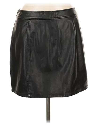 Pre-owned Express Faux Leather Skirt In Black
