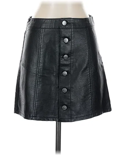 Pre-owned Express Faux Leather Skirt In Black