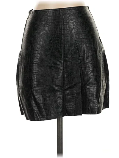 Pre-owned Express Faux Leather Skirt In Black