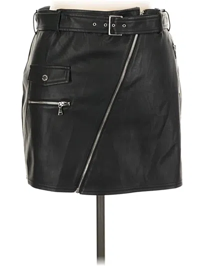 Pre-owned Express Faux Leather Skirt In Black