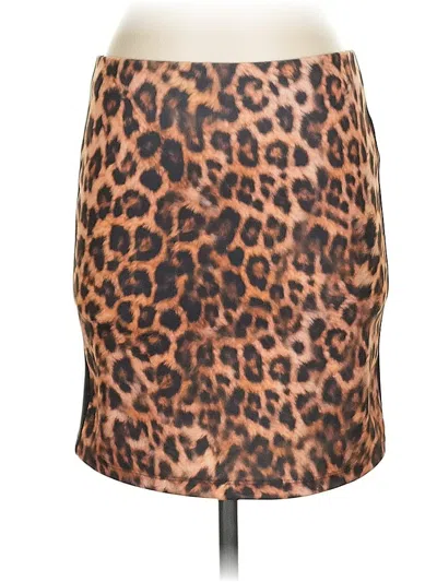 Pre-owned Express Faux Leather Skirt In Brown