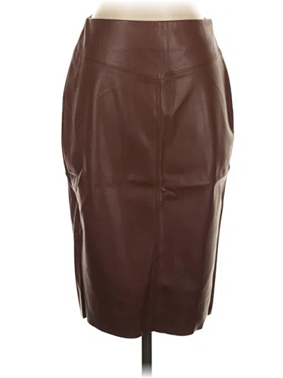 Pre-owned Express Faux Leather Skirt In Brown