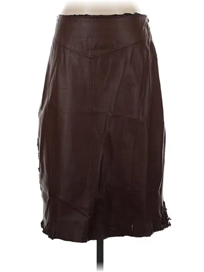 Pre-owned Express Faux Leather Skirt In Brown