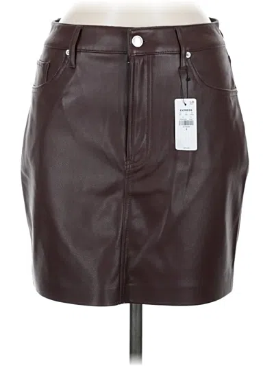 Pre-owned Express Faux Leather Skirt In Brown
