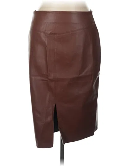 Pre-owned Express Faux Leather Skirt In Brown