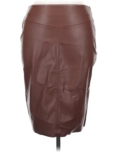 Pre-owned Express Faux Leather Skirt In Brown