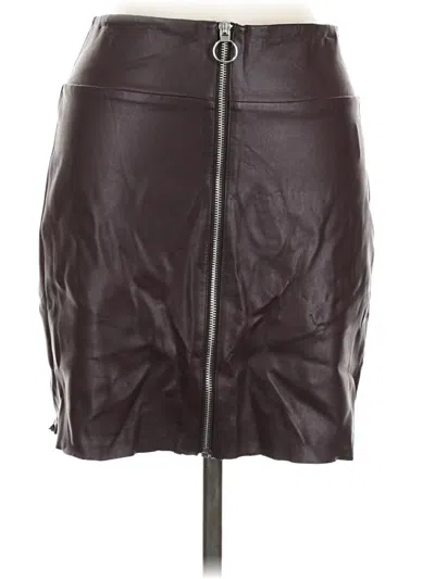 Pre-owned Express Faux Leather Skirt In Brown