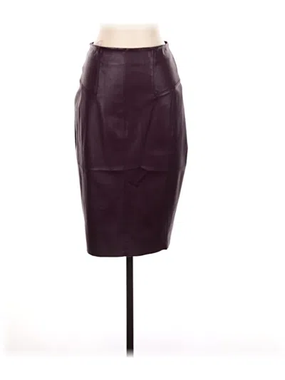 Pre-owned Express Faux Leather Skirt In Burgundy