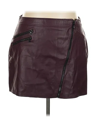Pre-owned Express Faux Leather Skirt In Burgundy