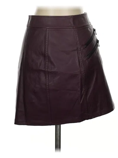 Pre-owned Express Faux Leather Skirt In Burgundy