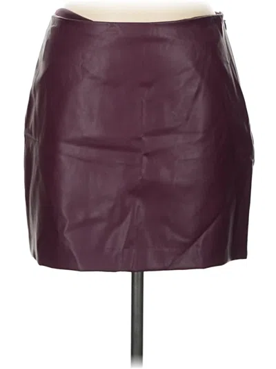 Pre-owned Express Faux Leather Skirt In Burgundy