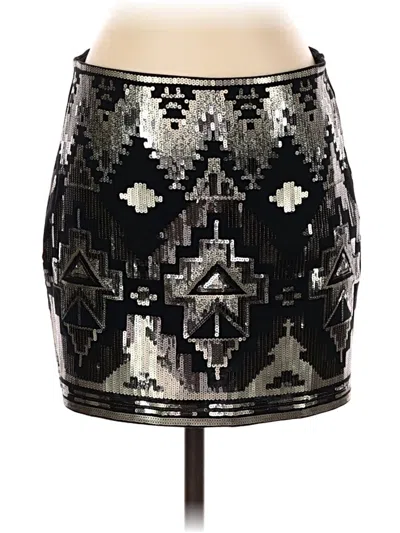 Pre-owned Express Faux Leather Skirt In Silver