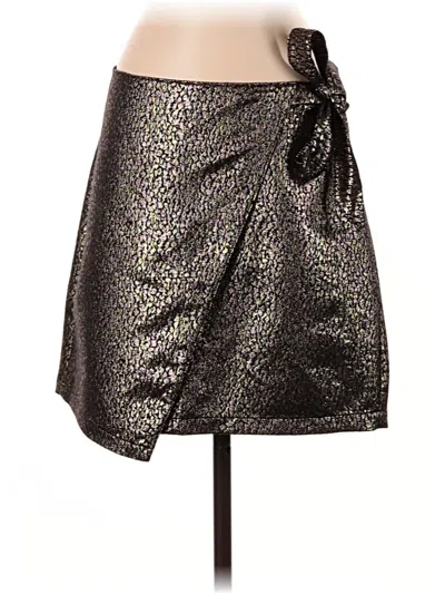 Pre-owned Express Faux Leather Skirt In Silver