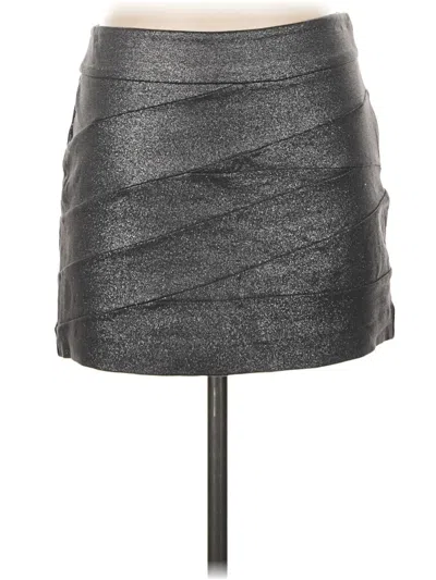 Pre-owned Express Faux Leather Skirt In Silver