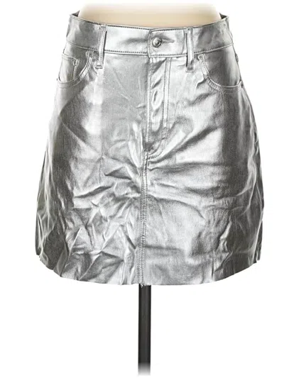 Pre-owned Express Faux Leather Skirt In Silver