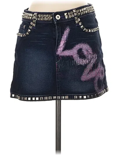 Pre-owned Express Jeans Denim Skirt In Blue