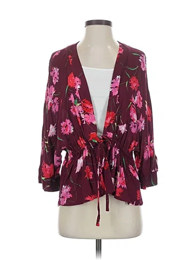 Pre-owned Express Kimono In Burgundy