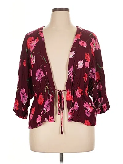 Pre-owned Express Kimono In Burgundy