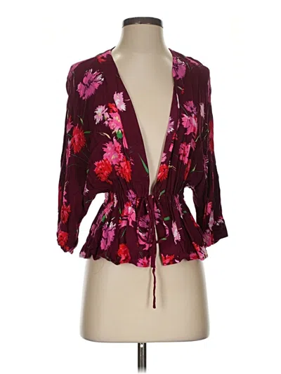 Pre-owned Express Kimono In Burgundy