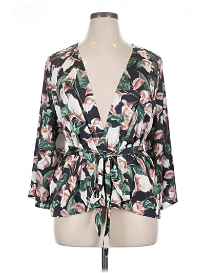 Pre-owned Express Kimono In Green