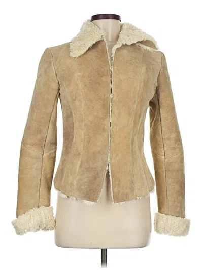 Pre-owned Express Leather Jacket In Brown