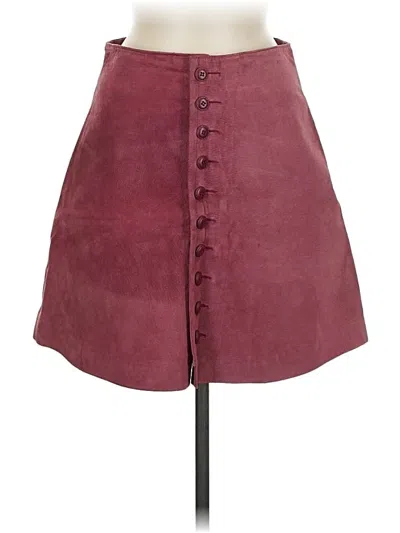 Pre-owned Express Leather Skirt In Burgundy