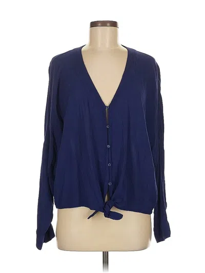 Pre-owned Express Long Sleeve Blouse In Blue