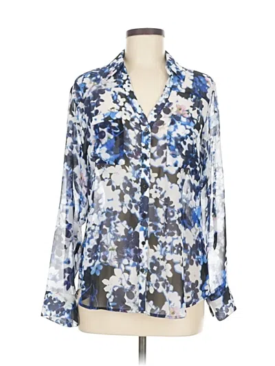 Pre-owned Express Long Sleeve Blouse In Blue