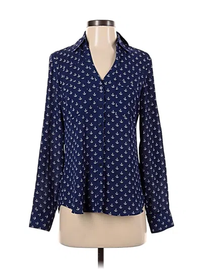 Pre-owned Express Long Sleeve Blouse In Blue