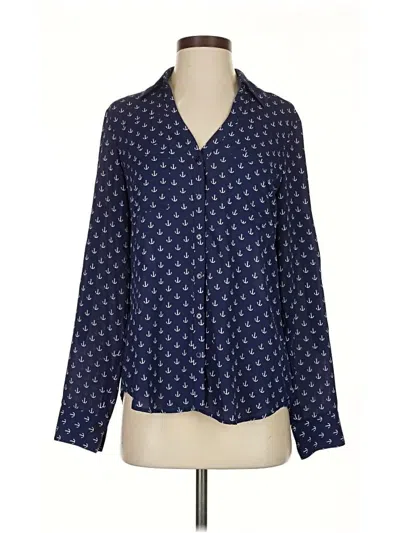 Pre-owned Express Long Sleeve Blouse In Blue
