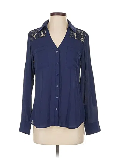 Pre-owned Express Long Sleeve Blouse In Blue