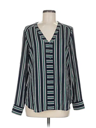 Pre-owned Express Long Sleeve Blouse In Blue