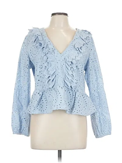 Pre-owned Express Long Sleeve Blouse In Blue