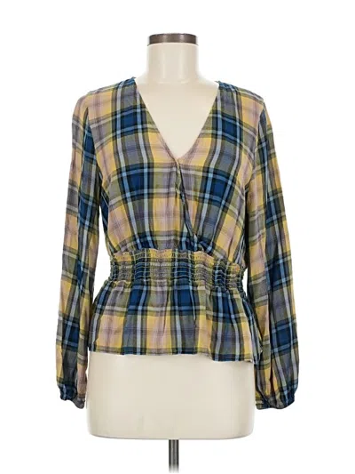 Pre-owned Express Long Sleeve Blouse In Blue