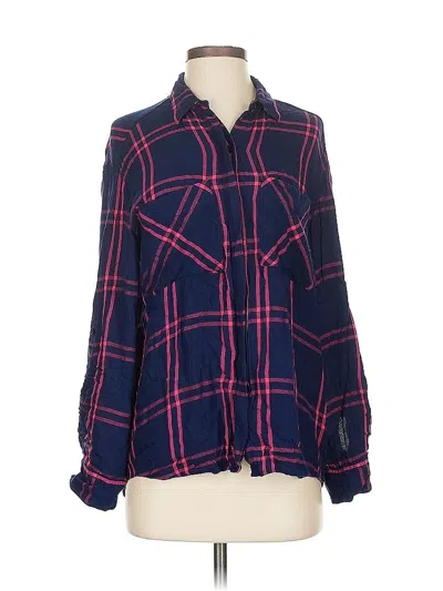 Pre-owned Express Long Sleeve Blouse In Blue